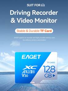 EAGET 256GB/128GB Micro SD 卡，TF 存储卡，读取速度高达 100MB/s，适用于智能手机、运动相机、无人机、平板电脑和游戏设备，可靠的高速性能，可实现长时间录制。 - 藍白色 - 查看 2