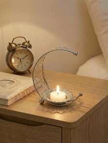 1个金属铁艺斋月烛台，现代欧式斋月装饰烛台，桌面家居装饰，带星星、月亮、灯笼图案的装饰烛台，适合斋月和开斋节使用。 - 多色 - 查看 2