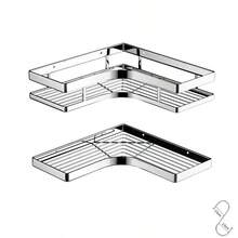 1/2 piezas Estantería de esquina para ducha de acero inoxidable - Estante de baño y cocina montado en la pared, estante triangular de alta resistencia para champú, jabón y artículos de baño, ahorro de espacio para baño y cocina - Plateado - Ver 10