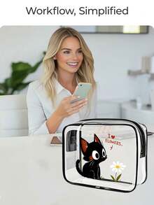Cute Cat Themed PVC Toiletry Bag, PVC Travel Organizer Pouch, Zippered Closure - Lightweight, Fade-Resistant Makeup Cosmetic Bag, Suitable For Women And Girls, TSA-Approved Portable Makeup Case, Easy To Wipe Clean, Great Gift For Mom, Teacher, Friend, Nurse, Perfect For School Trips And Vacations, Waterproof Toiletry Bag - Multicolor - View 7