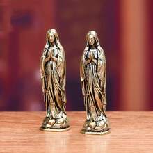 Vintage Brass Maria Statue - Versatile Home And Office Decor For Bookshelf, Living Room, Or Entryway - 1 PC Bronze Statue Of the Virgin Mary - View 9