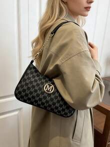 Women's Vintage Crossbody Bag With Gold Chain And M Pattern,Retro Letter Print Shoulder Purse For Women, Chic Crossbody Bag For Travel, Commute, Dates & Daily Outings, Fashion Shoulder Bag, Fashion Handbag, Metal Decoration, Designer-Inspired Tote Bag, Elegant Everyday Clutch, Crossbody Bag,Purse Fits Phone, Wallet, Keys In White, Black & Coffee Brown,The Best Gift Choice, Birthday Gift, Valentine's Day[US Local Warehouse] - 彩色 - 查看 9