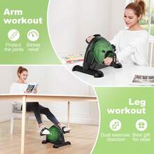 FEIERDUN Mini Exercise Bike, Under Desk Bike Pedal Exerciser For Arm/Leg Exercise, Adjustable Magnetic Resistance Desk Cycle For Home/Office Workout - Black - View 2