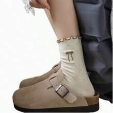 5 Pairs Women's Polka Dot Bow Ruffle Hem Thick Mid-Calf Socks, Suitable For Autumn/Winter - Multicolor - View 7
