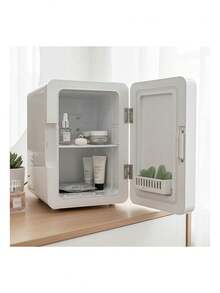 Mini Refrigerador con Espejo LED, Capacidad de 4L, Estante Extraíble y 2 Alturas. Ideal para Skincare y Oficina. Bluelander - Blanco - Ver 5