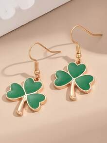 1 Đôi bông tai thiết kế sang trọng hình đuôi cỏ ba lá, thích hợp cho nữ, nhân dịp Ngày Thánh Patrick. - màu xanh lá - Xem 6