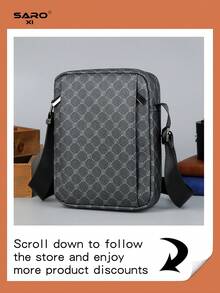 saroxi Men's Shoulder Bag, Retro Floral Pattern Side Pocket Messenger Bag, Casual Crossbody Bag, Multifunctional For Commuting And Leisure, Minimalist Style In Black And Brown, Great Gift For Men, Boyfriend,