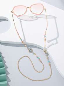 1pc Crystal Beaded Elegant Metal Eyeglasses Chain - Blue - 141 - View 3