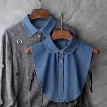 A Minimalist Shirt Style Featuring A Detachable Pointed Collar, Making It A Versatile Accessory Suitable For Autumn And Winter Outfits. - Denim Pointed Collar - View 7