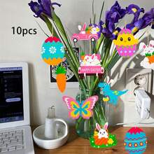 Easter Tree Ornaments Cute Bunny Easter Egg Chick Carrot Ornaments Mini Wooden Decorations For Home - Colorful - View 4