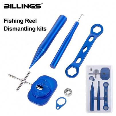 BILLINGS Fiskeverktyg Fiskerulle Lagerstift Borttagare Och Spole Demonteringsverktyg Aluminiumlegering Skiftnyckel Kit Spinnande Betekastning Rullunderhåll Viktig Utrustning