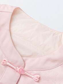 mini bala 女童加厚背心，甜美中国风刺绣，柔软保暖外套，2026春季系列 - 白紅色 - 查看 6