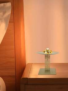 1件创意金属装饰品，可作烛台或小托盘，适用于厨房/餐厅，中东节日礼物 - 金色 - 查看 6