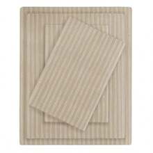 Flannel Sheets King Size Cozy 100% Cotton Flannel Bed Sheets Ultra Soft Cute Sheet Set Novelty Print Themed Cold Weather Warm Bedding Set Beige White Stripes 4 Piece - BeigeWhite Stripes - View 2