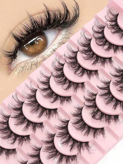 10 par DD Russian Curl Holiday Eyelashes, High Curl, Tjock och Djärv Helögonfransförlängning