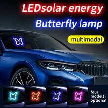 Solar Powered LED Car Atmosphere Light, Cute Butterfly Neon Light, Suction Cup Breathing Light, USB Rechargeable