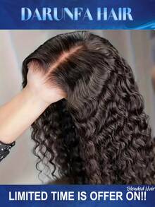 34 Inch Lace Front Wigs Blended Human Hair Deep Wave 13x4 HD Transparent Lace Frontal Wig For Women 200% Density Curly Wet And Wavy Lace Front Wigs Human Hair Glueless Wig - Natural & Black - View 1