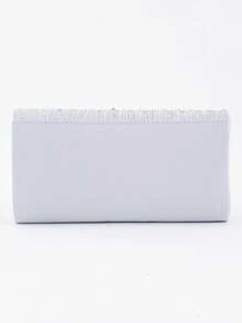 4件套女士时尚百搭奢华水晶手拿包、晚宴包、派对包、链条单肩包、水晶爪链项链、耳环、手链、派对首饰套装 - 銀色 - 查看 4