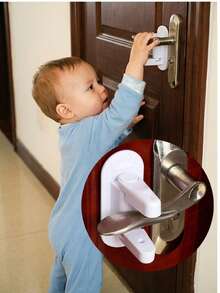 1 pièce Serrure de pour poignée de porte pour enfants, s'adapte aux portes, verrou de poignée de porte anti-bébé pour enfants et animaux de compagnie - Loquet de porte anti-enfant - Empêche les jeunes enfants d'ouvrir les portes - Utilisation facile à une seule main pour les adultes - ABS durable avec adhésif au dos - Aucun outil requis (couleur aléatoire) - Multicolore - Voir 3