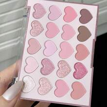 K'APEINE 20色心形粉色眼影盘 - 哑光、珠光、闪片眼影 | 可爱甜美的中性色调，易于晕染，显色度高，持久不脱妆 | 情人节主题眼影套装，适合日常、约会和派对妆容 - 粉色 - 查看 7