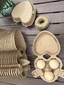 30/10pcs/Set 1 Easter Egg Box Set, Heart-Shaped Egg Carton Set Includes Jute Rope, Paper Pulp Egg Containers, Easter Gift Packaging, Easter Party Decor, Reusable Kitchen Egg Storage Box, Suitable For Kitchen, Farm, Easter, Holiday Gifts, Holiday Decor Baskets, Holiday Gift Boxes - Multicolor - View 10
