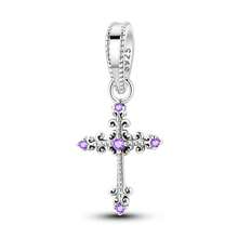 925 Pure Silver Pendant Collection - Cross Pendant, Cross Pink Zirconia Pendant, Crown Cross Pendant, Mysterious Purple Classical Cross Pendant, Eternal Cross Pendant, Heart-Shaped Zirconia Cross Pendant, Shining Cross Pendant, Horseshoe Cross Pendant - Multicolor - View 15