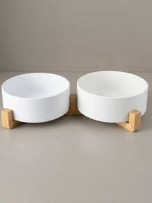 Non-Slip Ceramic Double Pet Food Bowl For Cats And Dogs - Prevents Spills And Slips, Easy To Clean And Durable