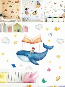 卡通可爱恐龙主题墙贴，自粘PVC墙贴，适用于房间、幼儿园、卧室，可撕贴墙纸，图案包括恐龙、独角兽、彩虹、汽车等。 - 恐龍 - 查看 4