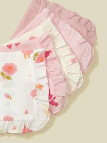 5条/包 柔软舒适的纯棉婴儿围兜/拍嗝巾 - 彩色 - 查看 6