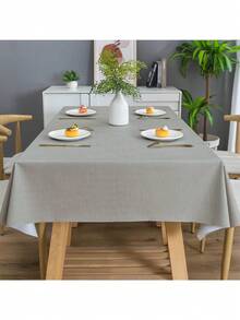 Grey Rectangle Square Tablecloth, Waterproof Oil-Proof Scratch-Resistant Table Cloth, Wipe-Clean Polyester Table Cover For Dining Camping Indoor Outdoor, Multi-Size - Grey - View 2