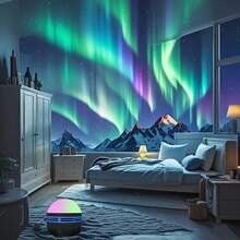 1个北极光星空氛围灯，带多色LED投影夜灯，适用于家居装饰、卧室、客厅 - 含遥控器，情人节、生日及各种节日礼物 - 多色光 - 查看 3