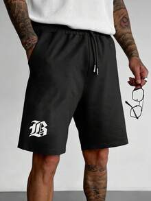 Simple Studio | 男士夏季休闲圆领短袖T恤和抽绳腰短裤套装 - 黑與白 - 查看 3