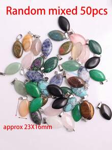 5颗/10颗/20颗/50颗橄榄形豌豆天然石吊坠散珠马眼形饰品，适用于DIY项链耳环首饰配件制作 - 馬眼橄欖吊墜 - 查看 4