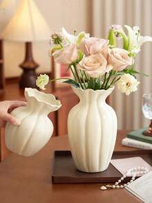 Jarrón plano con forma de O, adecuado para la decoración del dormitorio y la sala de estar - Multicolor - Ver 3