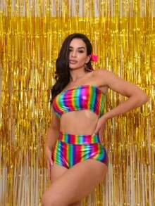 Carnival Collection Hot Pants Metallic Set Carnival Summer 2024 A-10 Christmas - Multicolor - View 2