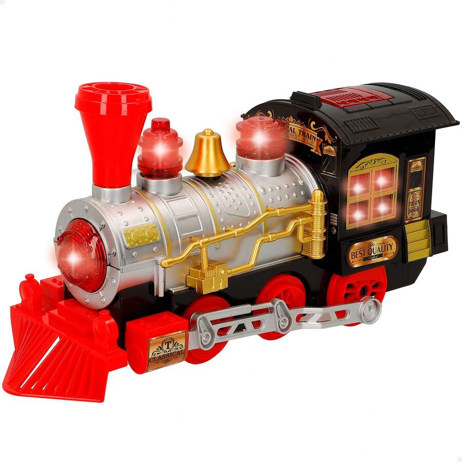 Color Baby Tren a vapor con luces y sonido, funciones realistas, chimenea funcional, locomotora juguete, diseño vintage, réplica realista, 4 pilas AA (no incluidas), juguetes para niños y niñas mayores de 6 años ✅ Entrega 24/48h a España (península) - Multicolor - Ver 1