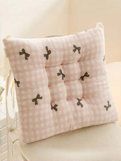 1pc Floral Farmhouse Style Polyester Chair Cushion, Decorative Throw Pillow For Valentine's Day, Machine Washable, Durable Knit Design, Comfortable Support, Fits Garden Chairs, Dining Chairs And Office Chairs, Multipurpose, 40x40cm, Suitable For Living Room Chairs, Office Chairs, Dining Chairs And Other Pillows And Backrests, Home Decor