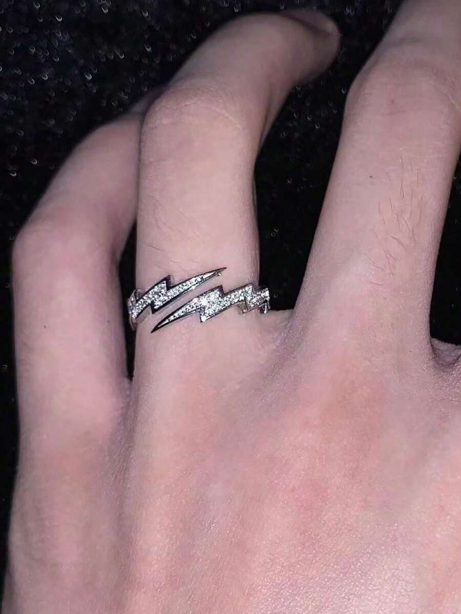 1pc Fashionable Niche Lightning Bolt Ring, Men's Accessory