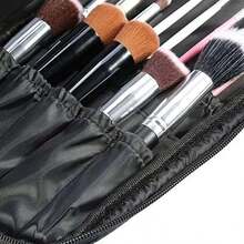 Bolsa para Brochas de Maquillaje, Organizador de Artículos de Tocador, Estuche de Almacenamiento de Cosméticos para Viajes, 2 Colores, Bolso Portátil con Cremallera (Negro) - como en la foto - Ver 8