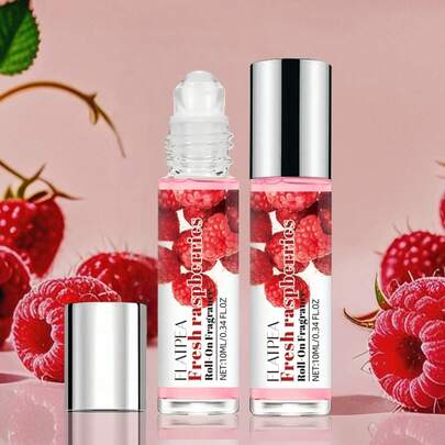 2 piezas/10ml Fragancia para mujer, fragancia frutada de frambuesa, aroma ligero y duradero, aceite de fragancia corporal sin alcohol, regalo ideal para mujeres, tamaño de viaje portátil para uso diario/citas