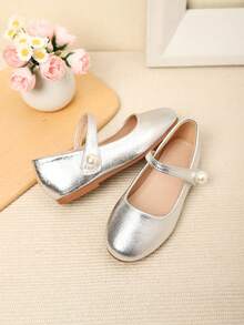 1 Pair Sweet Girls' Flat Children Shoes, Suitable For Spring/Summer - Silver - View 3