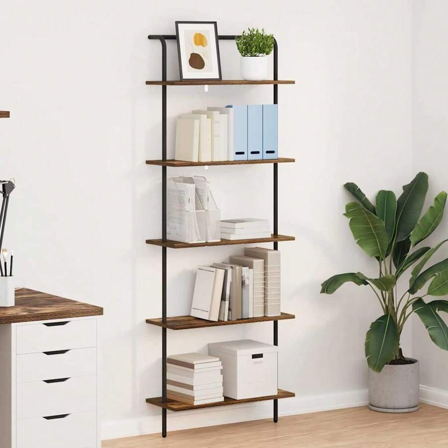 vidaXL Étagère Chêne fumé 60 x 24 x 168 cm Bois d'ingénierie - Tabac - Voir 1