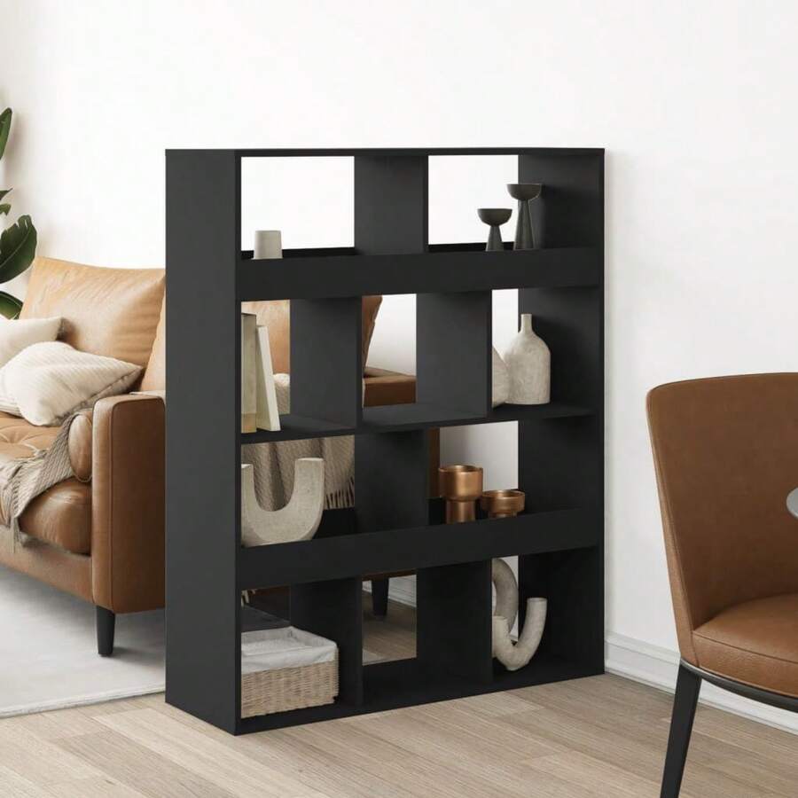 vidaXL Cloison de separation black 100x33x125.5 cm wood engineering - nero - Visualizzare 1