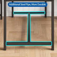 Juego de Comedor de 3 Piezas para 4 Personas, Mesa de Cocina de 112 cm con 2 Bancos, Conjunto Industrial de Mesa Rectangular para Comedor - Blanco - Ver 8