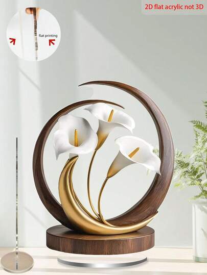 1 件经典白莲花主题 2D 亚克力装饰，多用途塑料装饰，适合客厅、厨房、卧室桌子，非常适合节日聚会和餐桌展示，包括支架、英文文字，无需电力