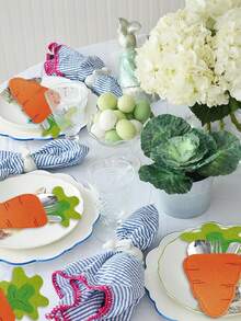 4/6pcs Carrot Shaped Orange Felt Cutlery Holders, Easter Tableware Organizer Bags - Multicolor - View 5