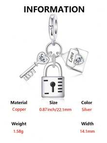 1pc Fashionable Interesting Creative Heart, Lock, Footprint, Milk Bottle, Globe, Compass, Toothbrush, Toothpaste Bead Pendant Versatile DIY Bracelet Necklace Small Gift - Silver - View 8