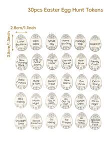 30pcs Easter Egg Hunt Tokens, Wooden Easter Egg Shaped Tokens, Easter Egg Hunt Party Supplies, Easter Basket Filler,Easter Reward Tokens,Creativity Gift,Easter Gift,Easter Party Supplies,Easter Eggs Decor - Easter Egg Design a - View 10
