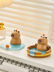 Cute And Soothing Capybara Phone Stand, Capybara Phone Stand, Small Office Desktop Ornament, Resin Craft, Birthday Gift. - Multicolor - View 6