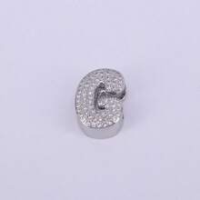  1pc New Silver Color Cubic Zirconia A-Z Initial Alphabet Charm Big Hole Beads,26 Alphabet Letter Pendant Jewelry Accessories - Silver - View 32